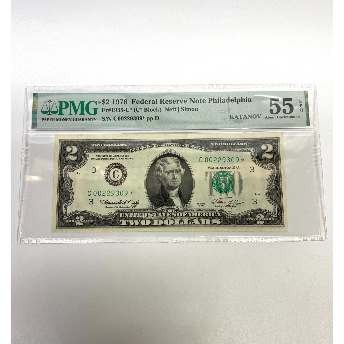 Fr 1935-C* (C* Block) $2 1976 FRN Philadelphia PMG 55EPQ