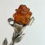 Antique Art Nouveau England .925 Sterling Silver Carved Amber Rose Brooch