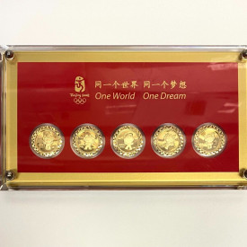 Olympic Games Mascots One World One Dream Gold Plated Medallion Set
