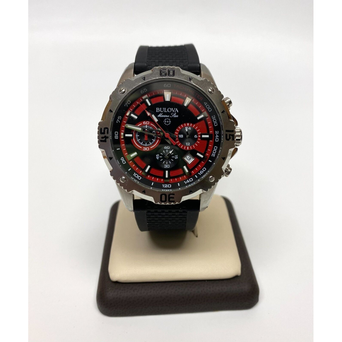 Bulova Watch Red Dial Quartz 46 mm
