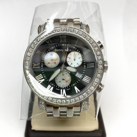 BENNY & CO.  & DIAMOND 3ct QUARTZ with BLACK DIAL Men's Watch, Stainless Steel