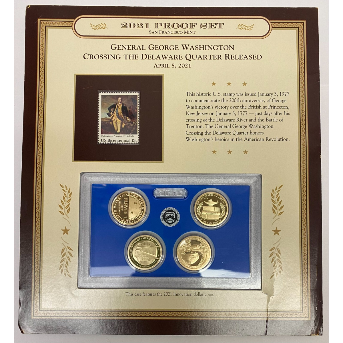 2021 San Francisco Mint Proof Set with General George Washington Stamp