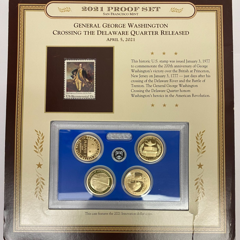 2021 San Francisco Mint Proof Set with General George Washington Stamp