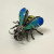 Vintage Sterling Silver & Enamel Bee Pin With Marcasite & Ruby Stone Eyes