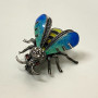 Vintage Sterling Silver & Enamel Bee Pin With Marcasite & Ruby Stone Eyes