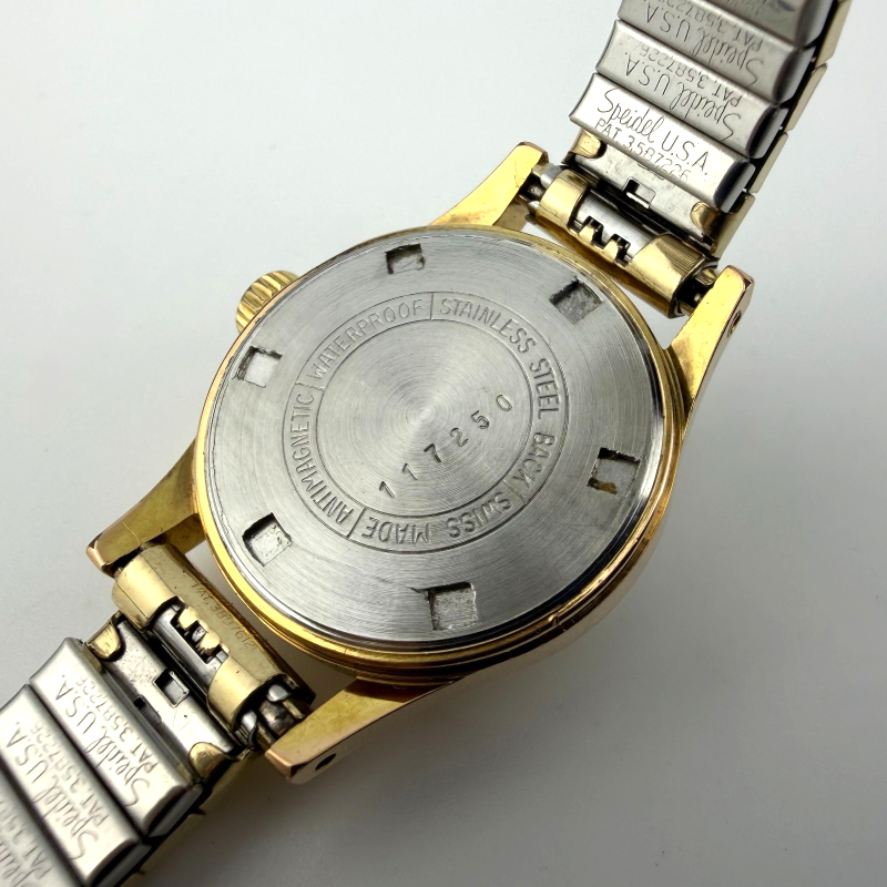 Vintage Bucherer 17 Jewels Swiss Ladies Watch Gold Speidel Bracelet 17250, 6 in
