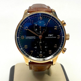 IWC Chronograph Solid 18kt Rose Gold Black/Blue Dial 41mm