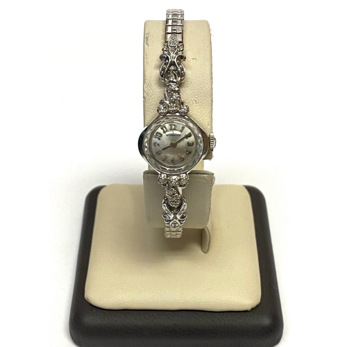 Vtg 14K White Gold And Diamond Wittnauer Women's Windup Working Watch Vtg 14K White Gold And Diamond Wittnauer Women's Windup Working Watch
