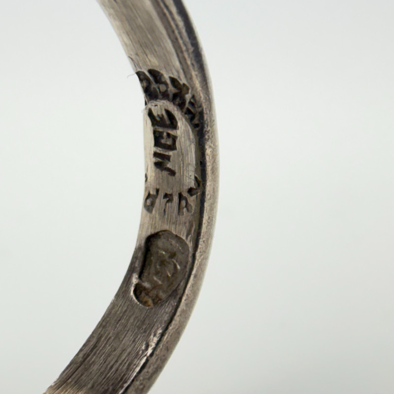 Rare Antique Large Silver Egyptian Blue Faience Scarab Hieroglyph Ring, Sz 7.25