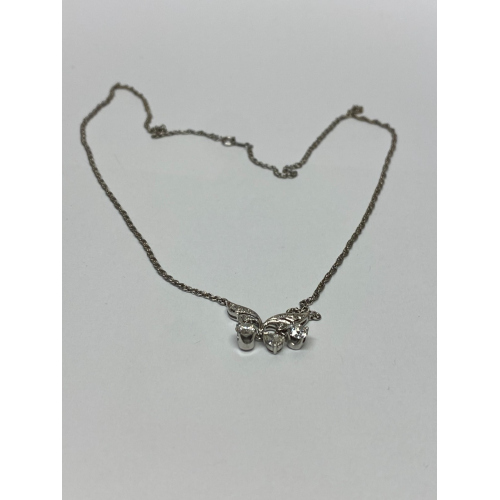 Diamond Pendant With A Neck Chain. Mounting is Made of 14 Kt Gold Diamond Pendant With A Neck Chain. Mounting is Made of 14 Kt Gold