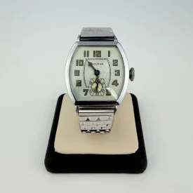 Vintage Bulova Tonneau Ladies Watch White Dial Arabic Numerals Speidel Bracelet