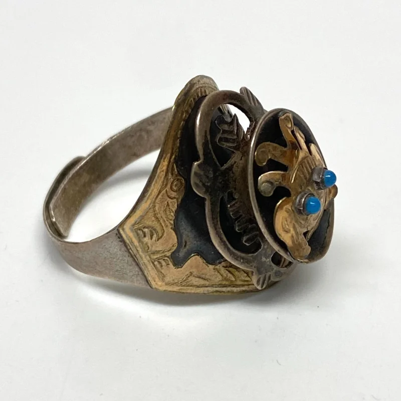 Vintage Turquoise 18K Gold and Sterling Silver Ring Vintage Turquoise 18K Gold and Sterling Silver Ring