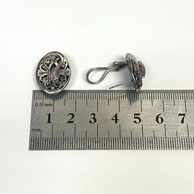 SAMUEL BENHAM BJS STERLING SILVER 18K GOLD EARRINGS RING SET LOT PURPLE SAMUEL BENHAM BJS STERLING SILVER 18K GOLD EARRINGS RING SET LOT PURPLE