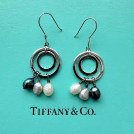 Tiffany & Co Iridesse pearl FWP circle drop earrings