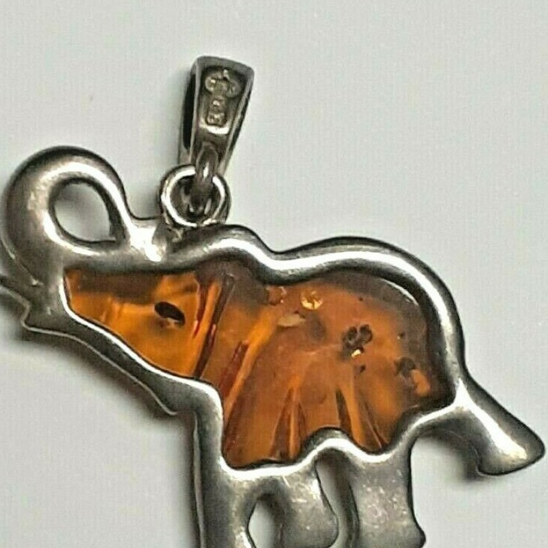 Antique 925 Sterling Silver Elephant Necklace PENDANT 