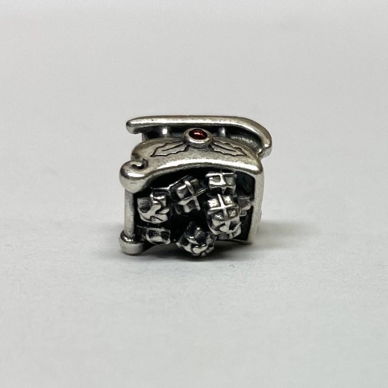 Pandora RETIRED Garnet Sleigh Charm 790562 Christmas Santa