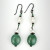 Vintage SX 925 THAI Pearls and Natural Green Round Beads Dangle Hook Earrings