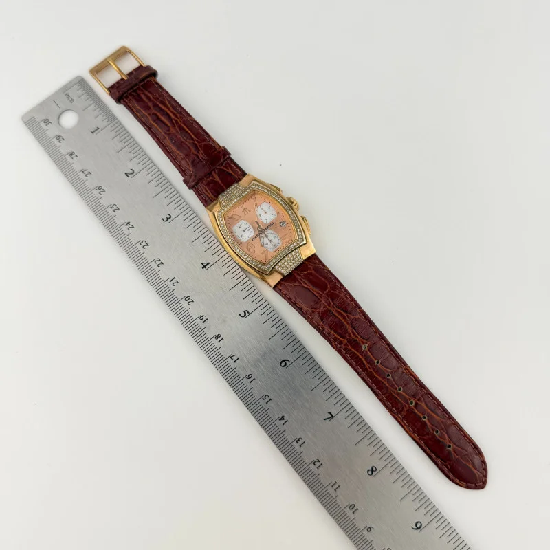 Techno Mania Pink Gold Chronograph Stainless Steel Watch Real Diamonds