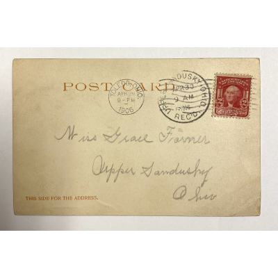 1732 2 Cent George Washington Postage Stamp On Post Card #RED