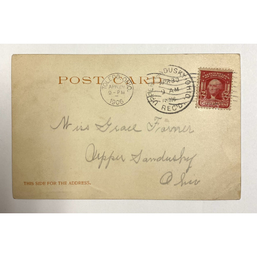 1732 2 Cent George Washington Postage Stamp On Post Card #RED