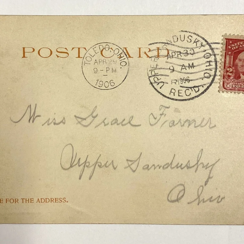 1732 2 Cent George Washington Postage Stamp On Post Card #RED