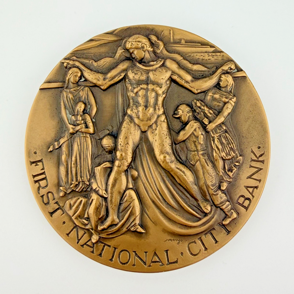 1962 USA First National City Bank NEW YORK 150th Bronze Large Medal Coin 3"