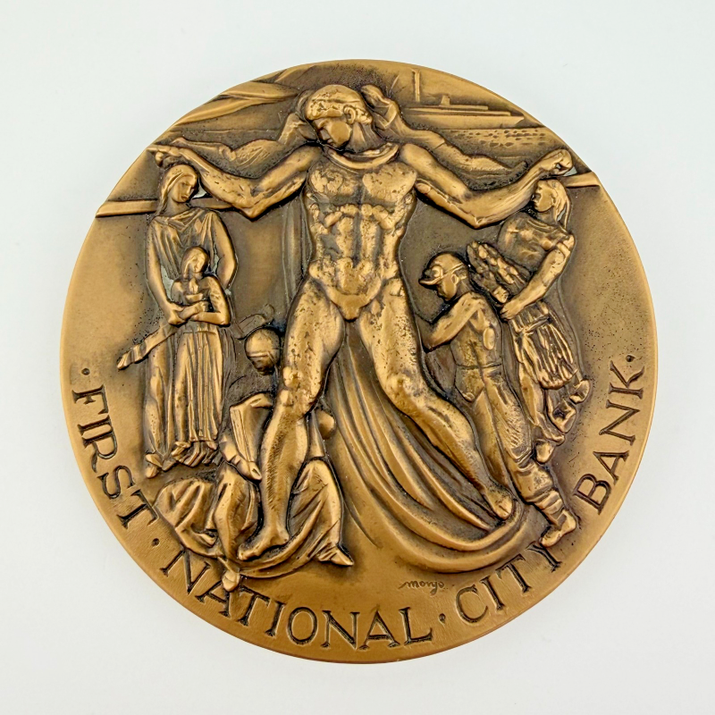 1962 USA First National City Bank NEW YORK 150th Bronze Large Medal Coin 3"