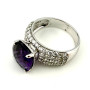 925 Silver Ring Purple Amethyst and White Zircon,  Size 11
