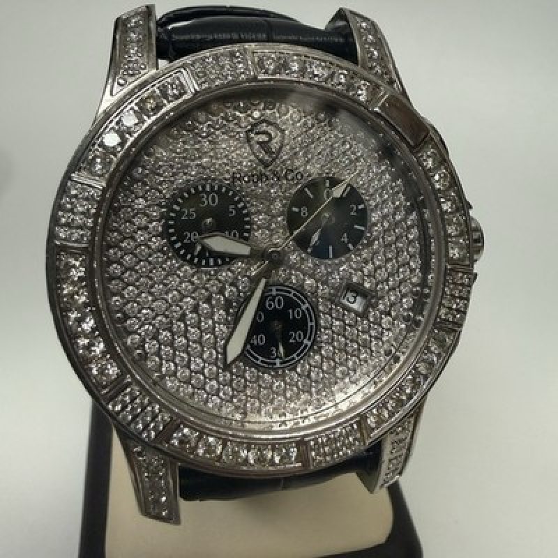 Robb & Co Swiss Chronograph 5.5 CT Genuine Diamond Sapphire Crystal Watch