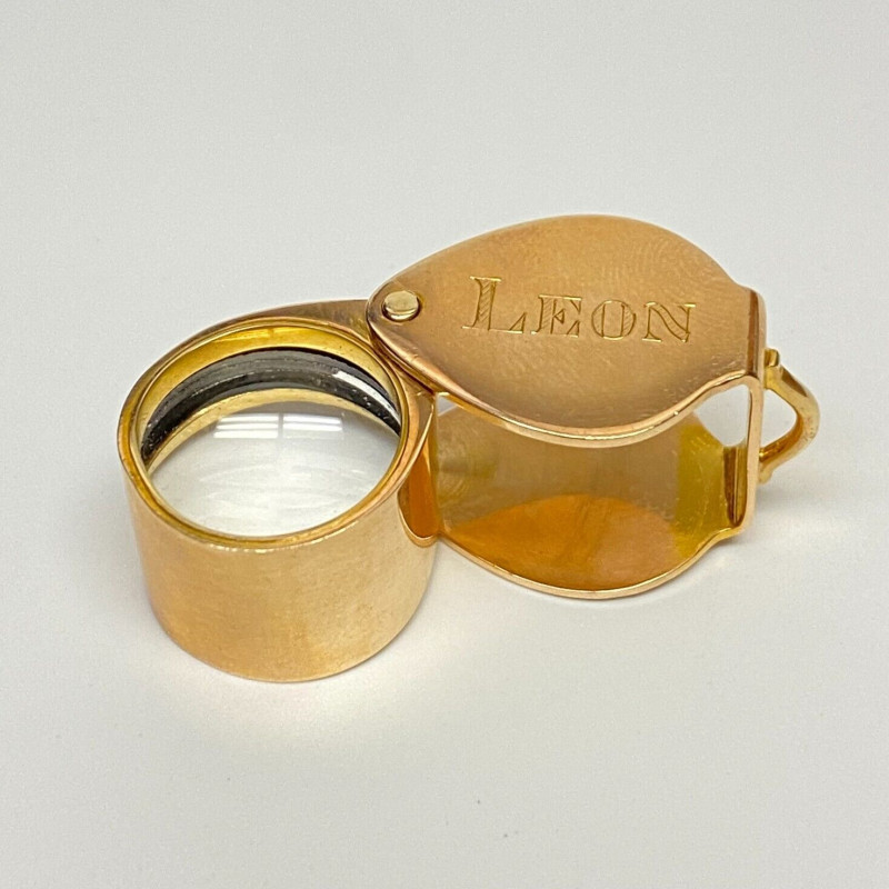 10x Loupe in Solid 14K Gold - 23.7 Grams with Engraved LEON 10x Loupe in Solid 14K Gold - 23.7 Grams with Engraved LEON