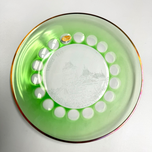 Moser 1971 Vanoce Limited Edition Green Glass Plate Czech Crystal Castle w/ Box Moser 1971 Vanoce Limited Edition Green Glass Plate Czech Crystal Castle w/ Box