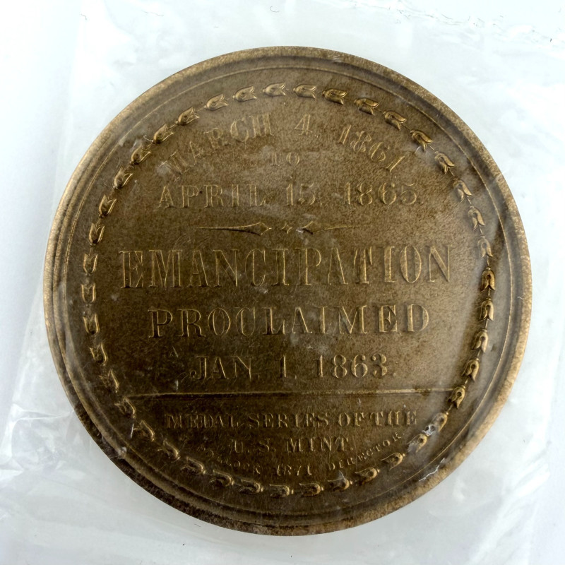 1871 LINCOLN EMANCIPATION PROCLAIMED 1863 MEDAL - 1 3/4"