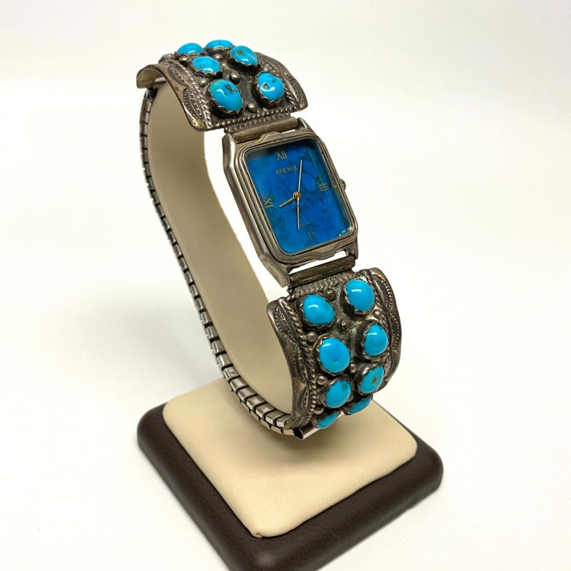 Sterling Silver and Turquoise Arenix Watch Japan Movement Sterling Silver and Turquoise Arenix Watch Japan Movement