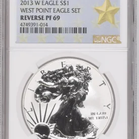 OFFICIAL US MINT SET 2013 W EAGLE $1 WEST POINT EAGLE SET REVERSE PT 69 $1 NGC