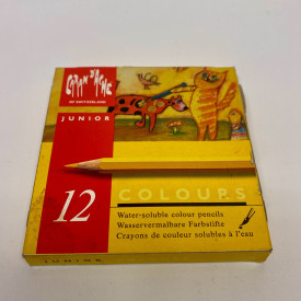 Vintage Caran d'Ache Junior 12 Water-Soluble Colour Pencils Tin NEW | 104114
