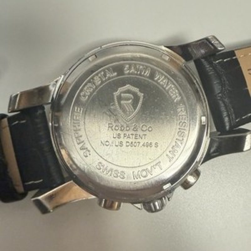 Robb & Co Swiss Chronograph 5.5 CT Genuine Diamond Sapphire Crystal Watch