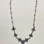 925 Sterling Silver Amethyst and Sapphires Drop Necklace - India