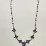 925 Sterling Silver Amethyst and Sapphires Drop Necklace - India