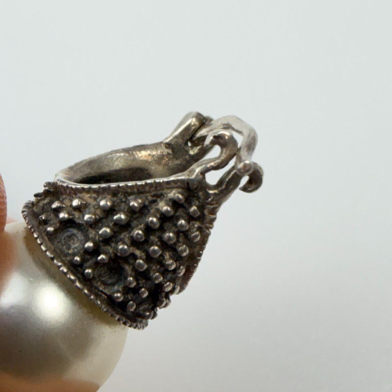 Vintage Marcasite And White Pearl Silver Earrings Pierced