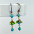 Gold Tone Aqua Blue & Light Green Chandelier Earrings Custom Jewelry