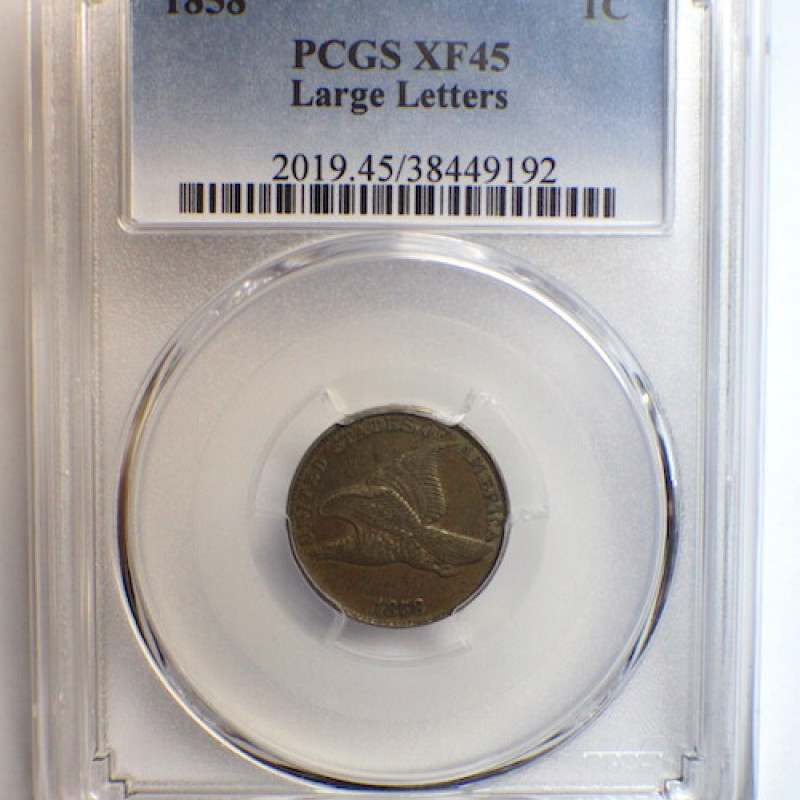 1858 PCGS FLYING EAGLE 1C XF45 LARGE LETTERS 1858 PCGS FLYING EAGLE 1C XF45 LARGE LETTERS