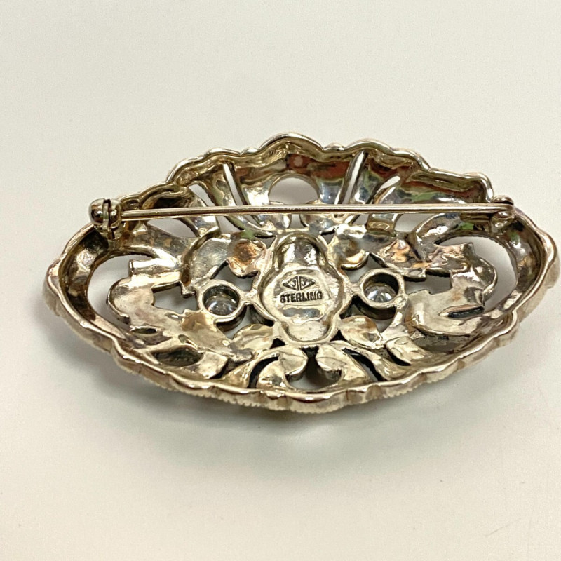 Judith Jack Stunning Sterling, Marcasite and CZ Brooch