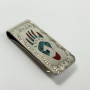 Navajo Coral And Turquoise Inlay Silver Money Clip signed cm
