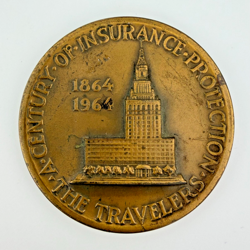 1964 Vintage Travelers Insurance Company Medal Token Medallic Art 100th Bronze