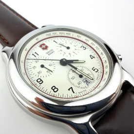 Victorinox Swiss Army Chronograph Men's Watch Stainless St. Brown Leather Strap