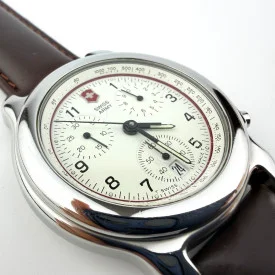 Victorinox Swiss Army Chronograph Men's Watch Stainless St. Brown Leather Strap