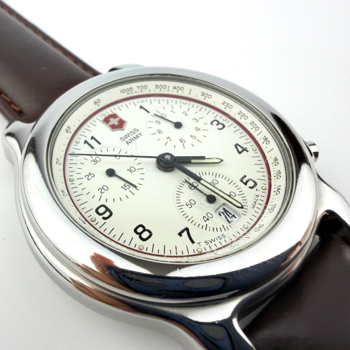 Victorinox Swiss Army Chronograph Men's Watch Stainless St. Brown Leather Strap Victorinox Swiss Army Chronograph Men's Watch Stainless St. Brown Leather Strap