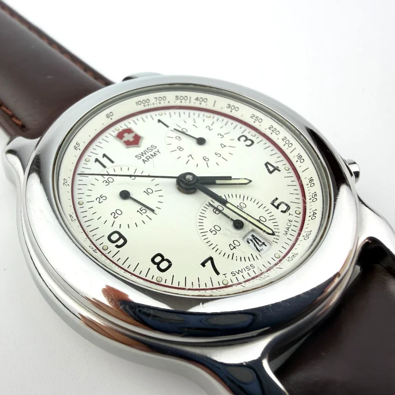 Victorinox Swiss Army Chronograph Men's Watch Stainless St. Brown Leather Strap