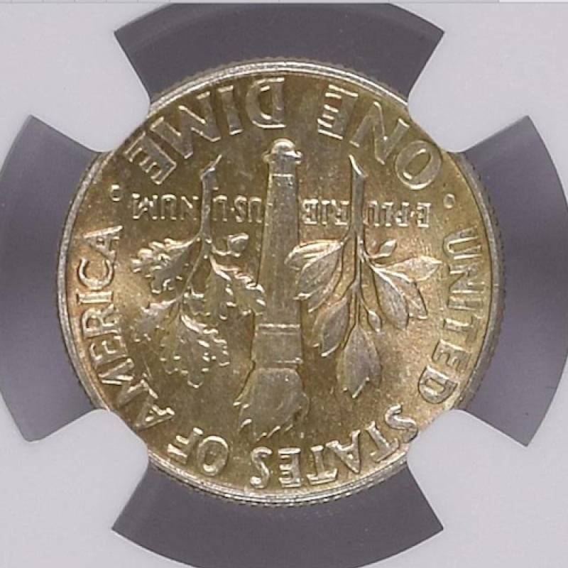 NGC MS 64, 1964 D BLUNT 9 10C  COLOR 