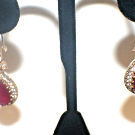 Vintage Sapphire Crystal Gold Plated Sterling Silver Ruby Earrings